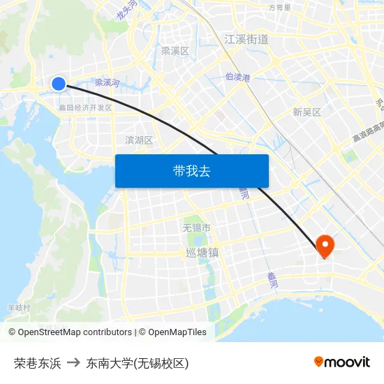 荣巷东浜 to 东南大学(无锡校区) map
