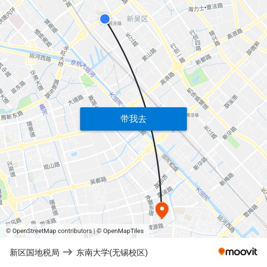 新区国地税局 to 东南大学(无锡校区) map