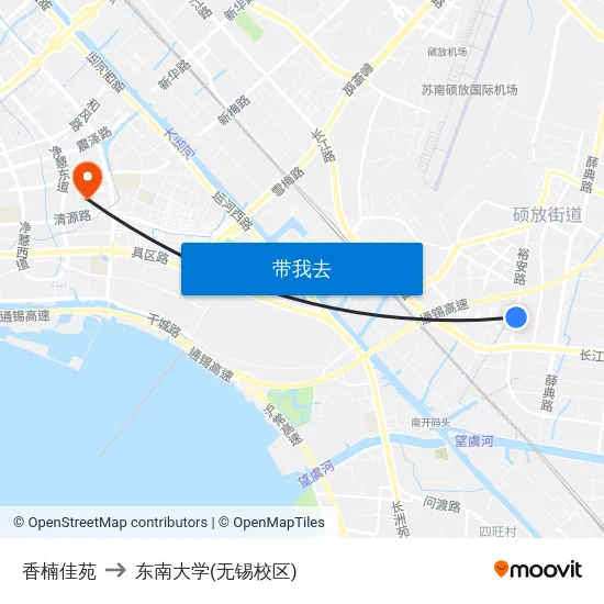 香楠佳苑 to 东南大学(无锡校区) map