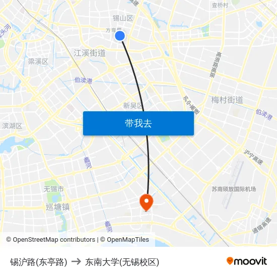 锡沪路(东亭路) to 东南大学(无锡校区) map