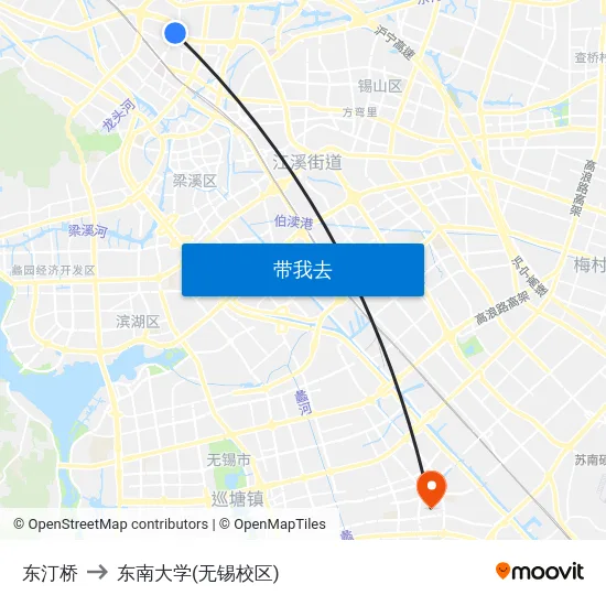 东汀桥 to 东南大学(无锡校区) map