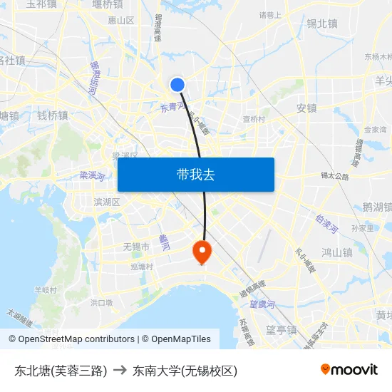 东北塘(芙蓉三路) to 东南大学(无锡校区) map