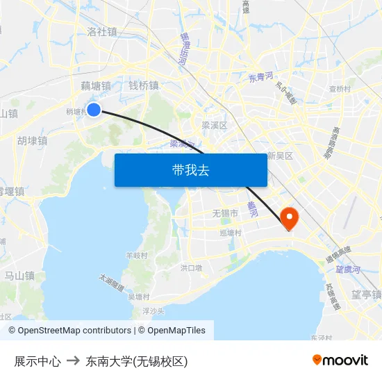 展示中心 to 东南大学(无锡校区) map