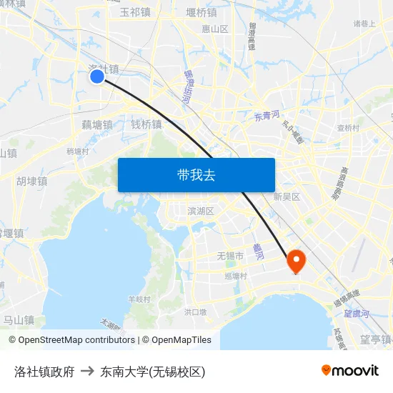 洛社镇政府 to 东南大学(无锡校区) map