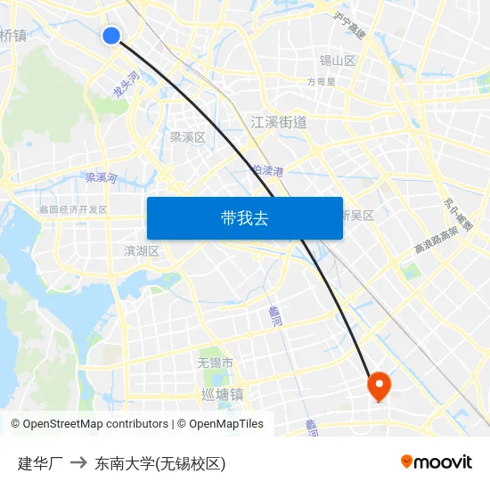 建华厂 to 东南大学(无锡校区) map