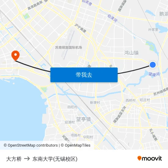 大方桥 to 东南大学(无锡校区) map