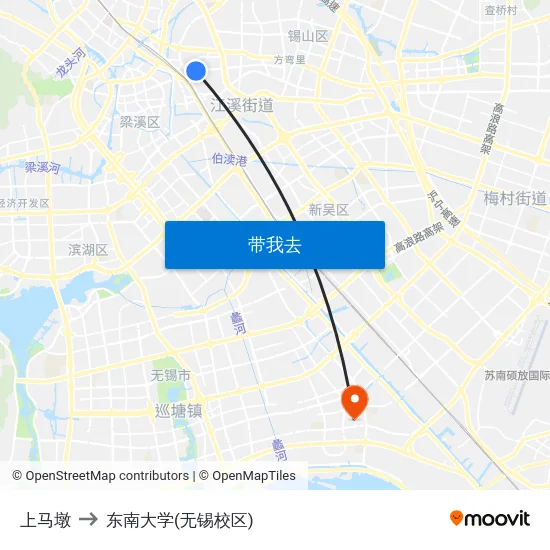 上马墩 to 东南大学(无锡校区) map