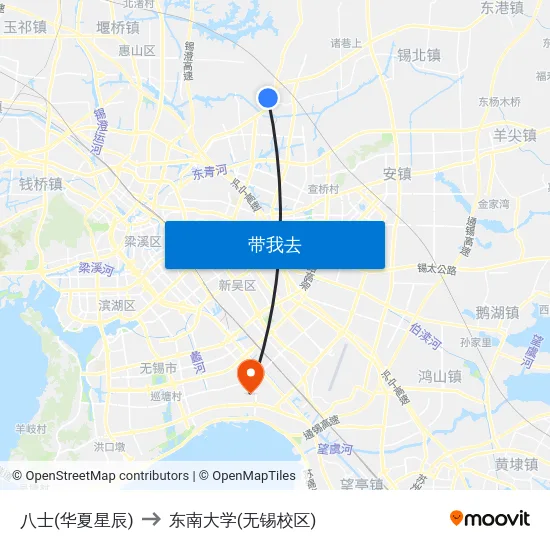 八士(华夏星辰) to 东南大学(无锡校区) map