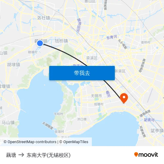 藕塘 to 东南大学(无锡校区) map