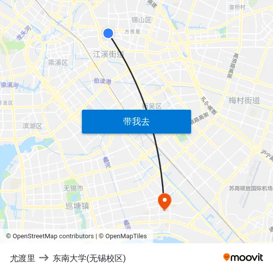尤渡里 to 东南大学(无锡校区) map