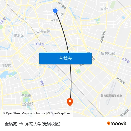 金锡苑 to 东南大学(无锡校区) map
