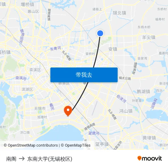 南阁 to 东南大学(无锡校区) map