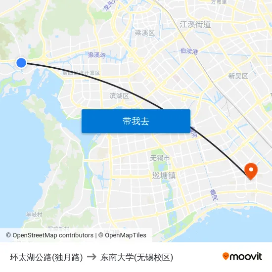 环太湖公路(独月路) to 东南大学(无锡校区) map