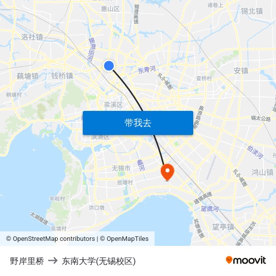 野岸里桥 to 东南大学(无锡校区) map