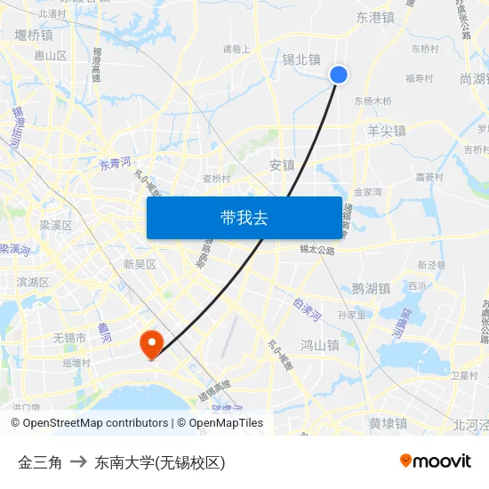 金三角 to 东南大学(无锡校区) map