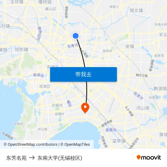 东芳名苑 to 东南大学(无锡校区) map