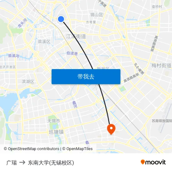 广瑞 to 东南大学(无锡校区) map