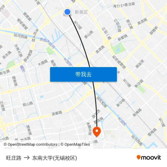 旺庄路 to 东南大学(无锡校区) map