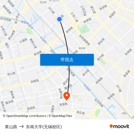 黄山路 to 东南大学(无锡校区) map