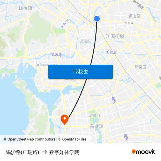 锡沪路(广瑞路) to 数字媒体学院 map