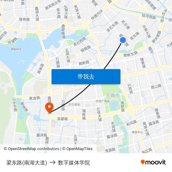 梁东路(南湖大道) to 数字媒体学院 map