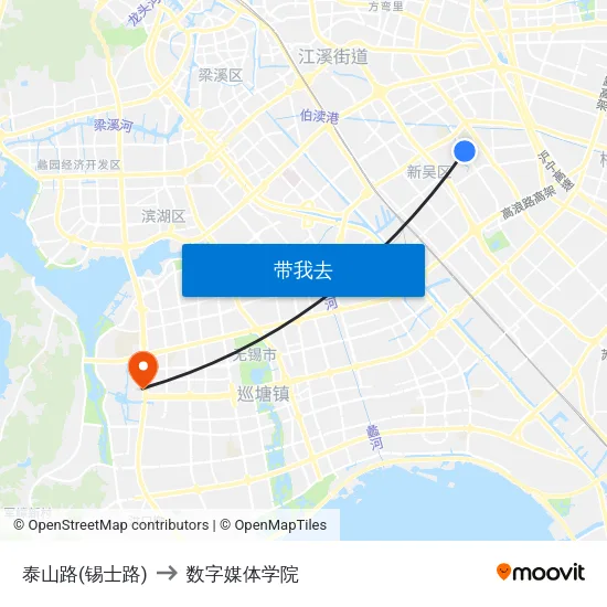 泰山路(锡士路) to 数字媒体学院 map