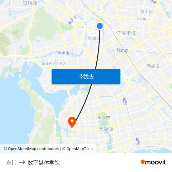 东门 to 数字媒体学院 map