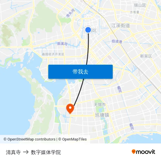 清真寺 to 数字媒体学院 map
