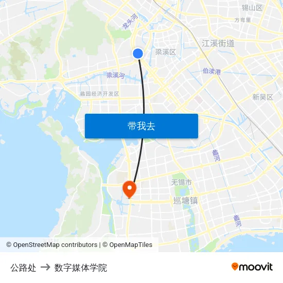 公路处 to 数字媒体学院 map