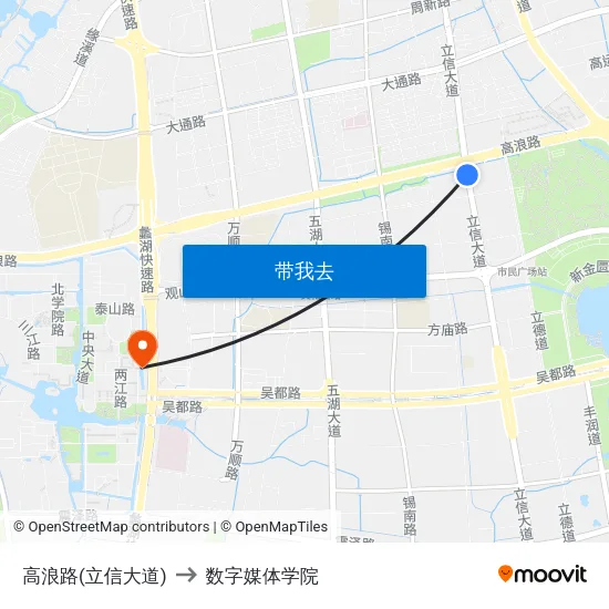高浪路(立信大道) to 数字媒体学院 map