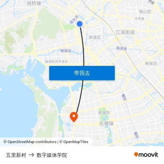 五里新村 to 数字媒体学院 map