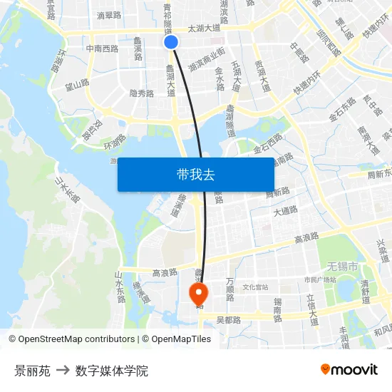 景丽苑 to 数字媒体学院 map