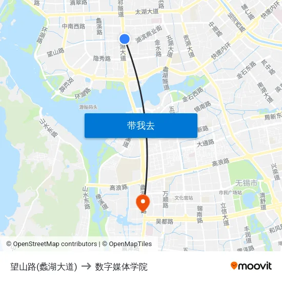 望山路(蠡湖大道) to 数字媒体学院 map