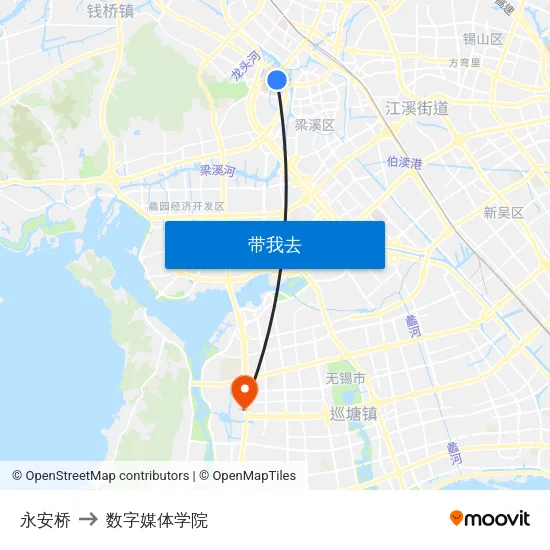 永安桥 to 数字媒体学院 map