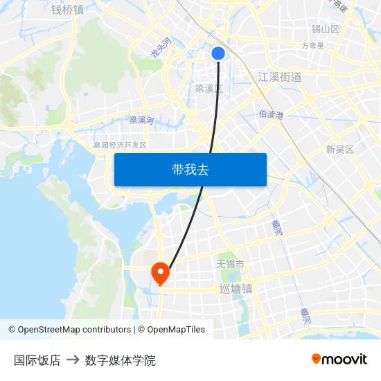 国际饭店 to 数字媒体学院 map