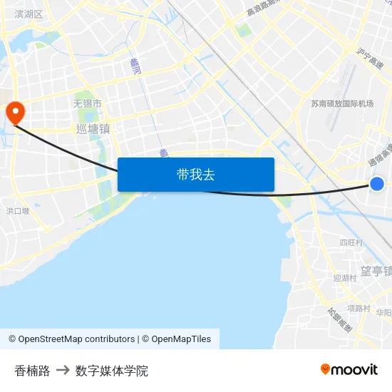 香楠路 to 数字媒体学院 map
