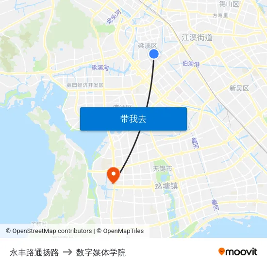 永丰路通扬路 to 数字媒体学院 map