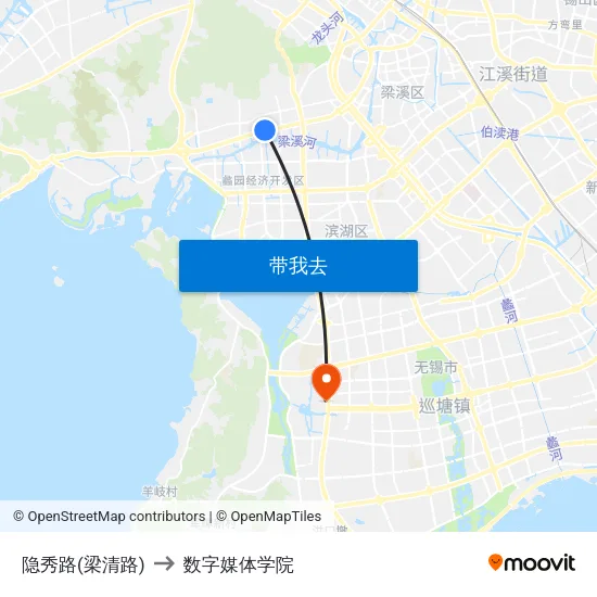 隐秀路(梁清路) to 数字媒体学院 map