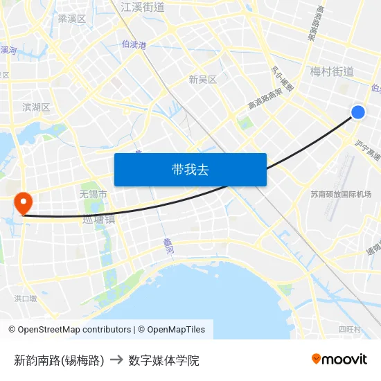 新韵南路(锡梅路) to 数字媒体学院 map