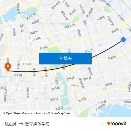 观山路 to 数字媒体学院 map