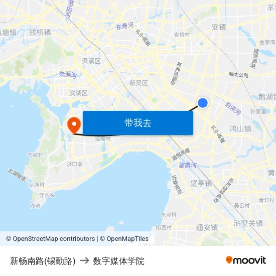 新畅南路(锡勤路) to 数字媒体学院 map
