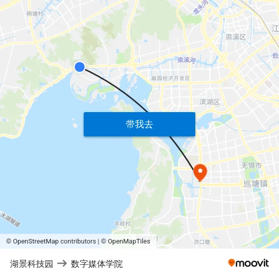 湖景科技园 to 数字媒体学院 map