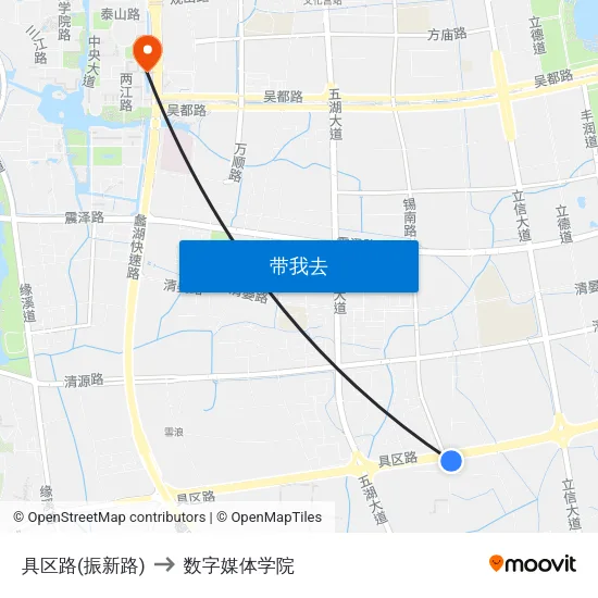 具区路(振新路) to 数字媒体学院 map