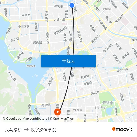 尺马渚桥 to 数字媒体学院 map
