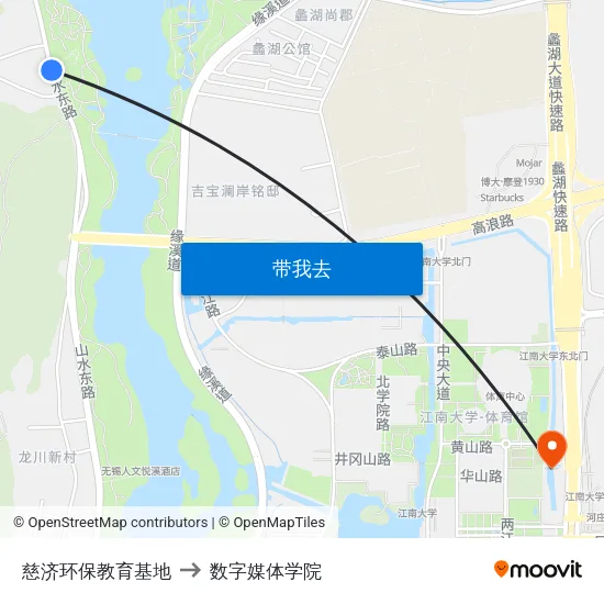 慈济环保教育基地 to 数字媒体学院 map