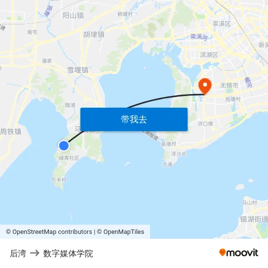 后湾 to 数字媒体学院 map