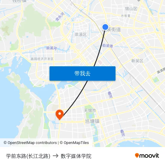 学前东路(长江北路) to 数字媒体学院 map