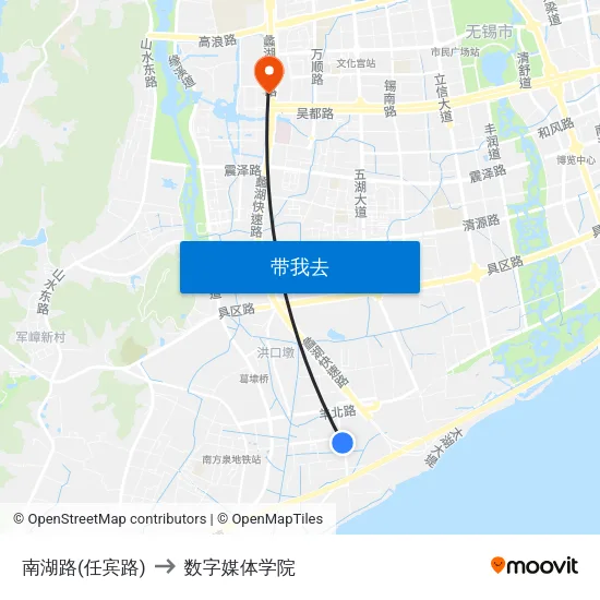 南湖路(任宾路) to 数字媒体学院 map