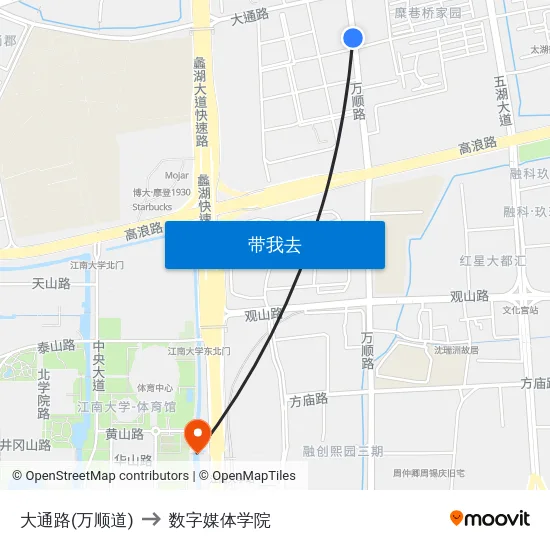大通路(万顺道) to 数字媒体学院 map