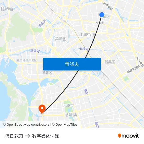假日花园 to 数字媒体学院 map